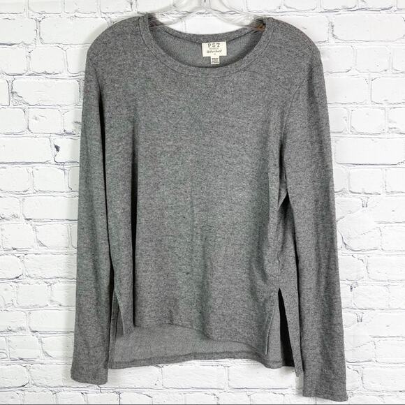 PST NWT Heathered Brush Knit Vent Gray Pullover XS - Picture 2 of 7